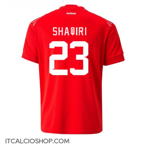 Svizzera Xherdan Shaqiri #23 Prima Maglia Mondiali 2022 Manica Corta